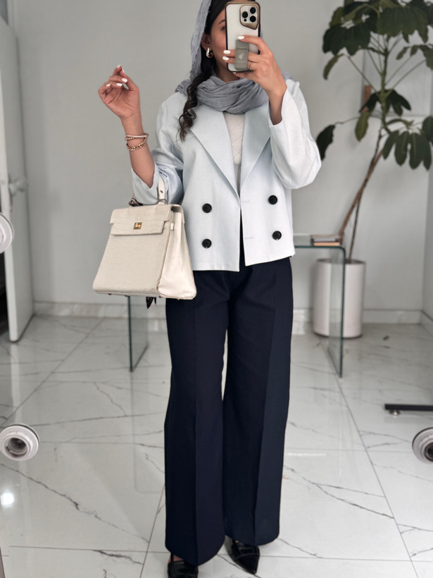 کت کراپ زنانه لینن یقه انگلیسی boss