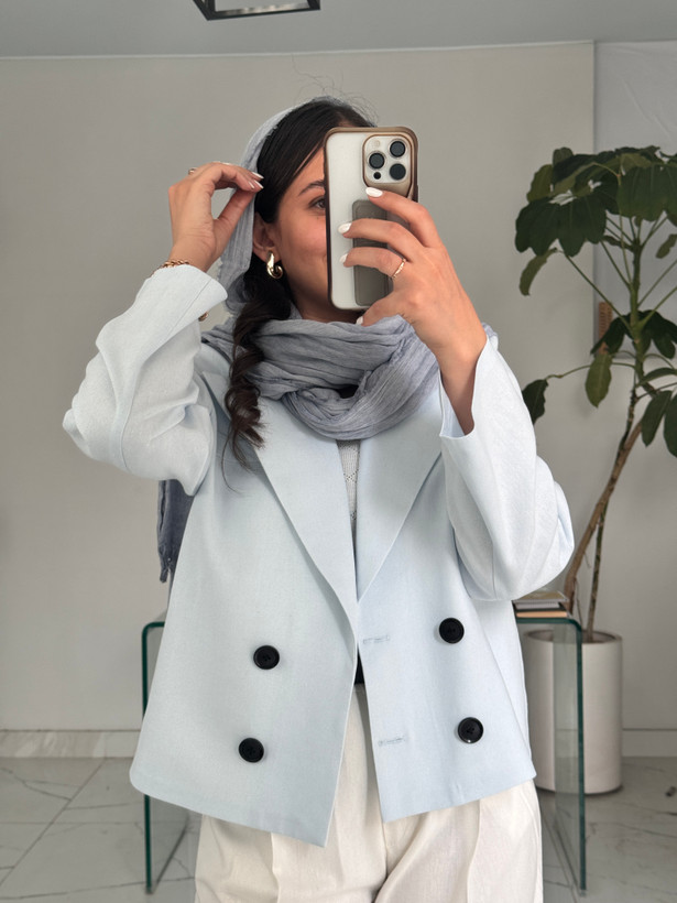 کت کراپ زنانه لینن یقه انگلیسی boss