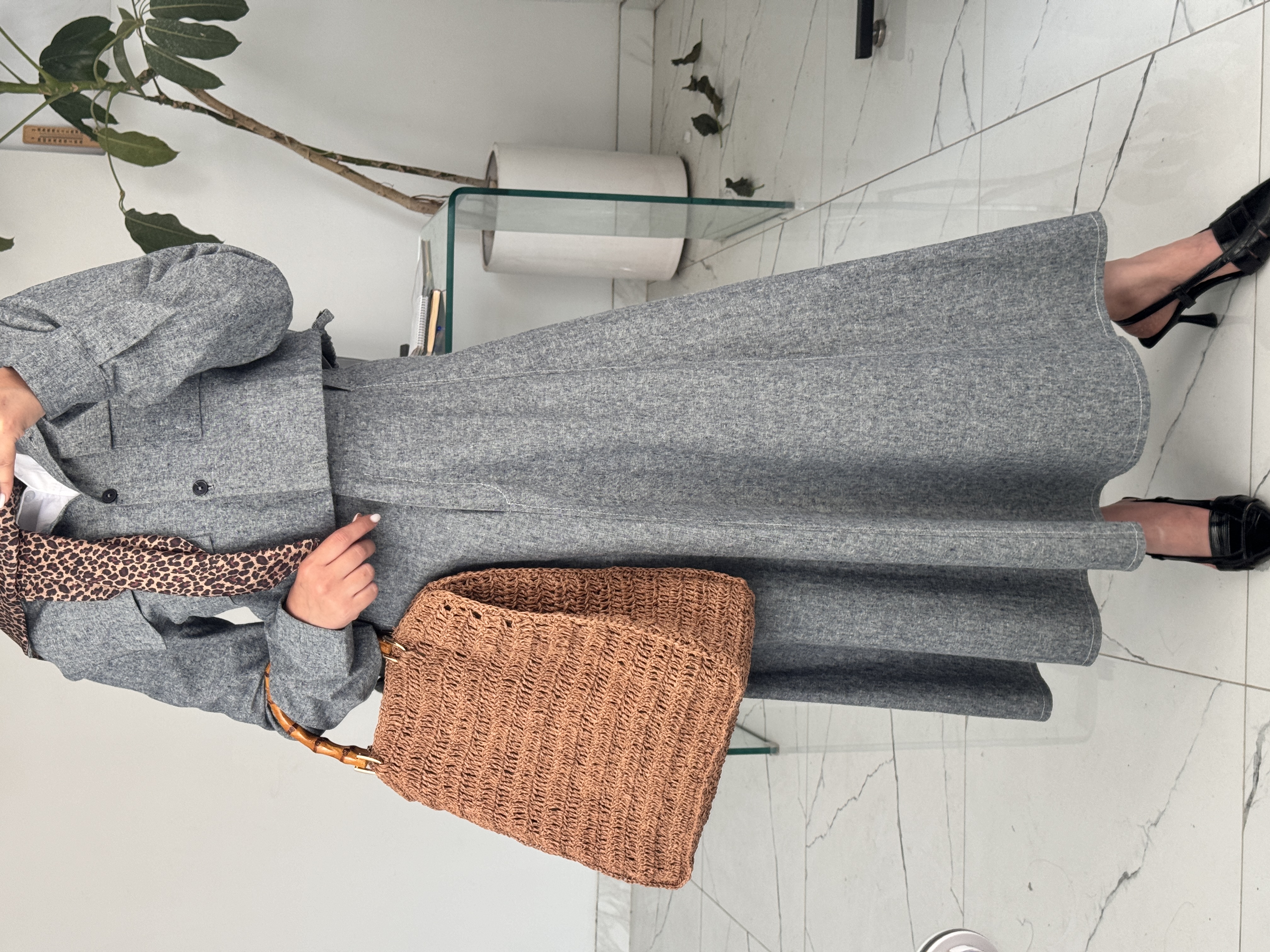 کت کراپ و دامن زنانه لینن طرح جین مدل بارلی